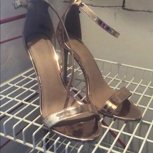 Charlotte Russe rose gold peep toe heels